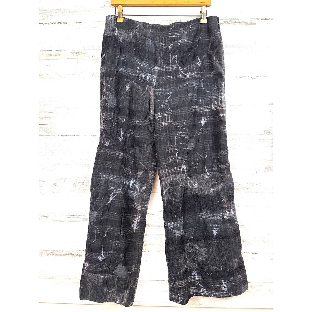 Sonja Marohn Avant Garde Wide Leg Knit Gray Black Designer Wool Blend Pants L